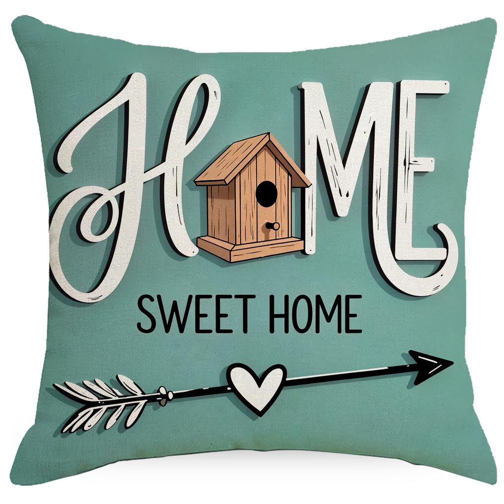 Spring Planting and Flower Print Pillowcase Simple and Versatile Living Room Sofa Pillowcase Linen Breathable Car Cushion