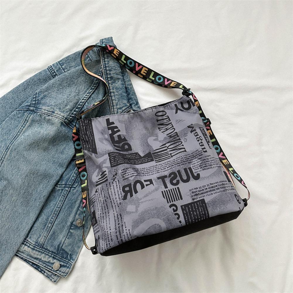 

Модный женский рюкзак большой вместимости из ткани Оксфорд с принтом букв, сумка подмышку на молнии с регулируемым плечевым ремнем, женский