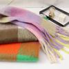 Women's High-Grade Colorful Plaid Mohair Scarf - Thick, Warm, and Versatile for Winter