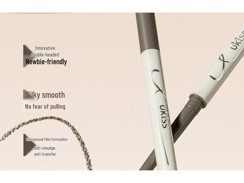 UKISS Double-ended Waterproof Eyeliner Gel Pen - Ultra-fine, Smudge-proof, Long-lasting, Brown, Perfect for Beginners