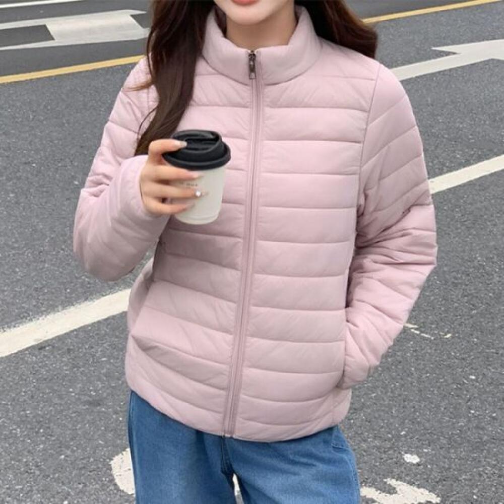 Navava Lightweight Warm Plain High Neck Long Sleeve Padded Jacket Nc475
