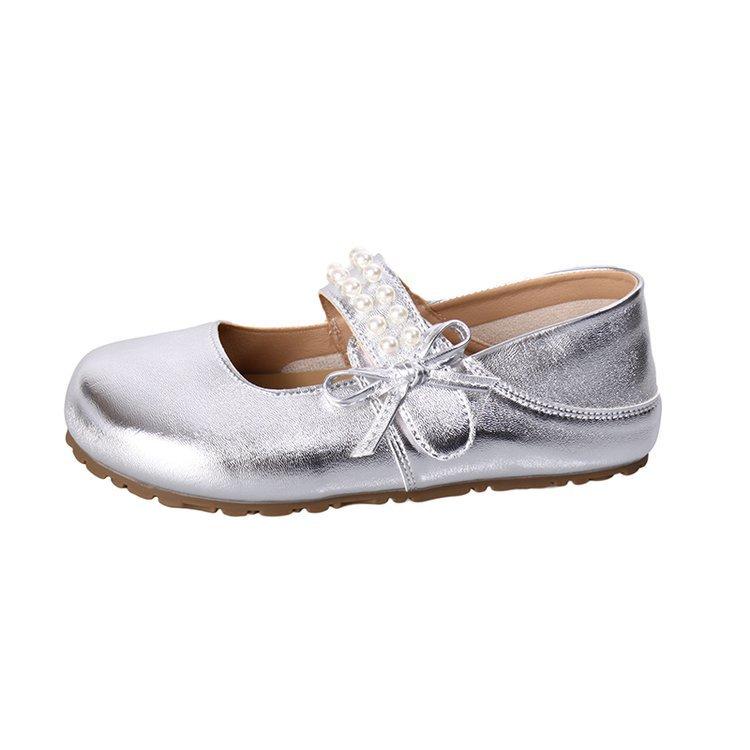 

French silver single shoes women s 2025 autumn and summer new gentle Mary Jane evening shoes with skirt flat beanie shoes 35