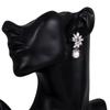Silver Flower Zirconia Pearl Dangle Earrings for Women