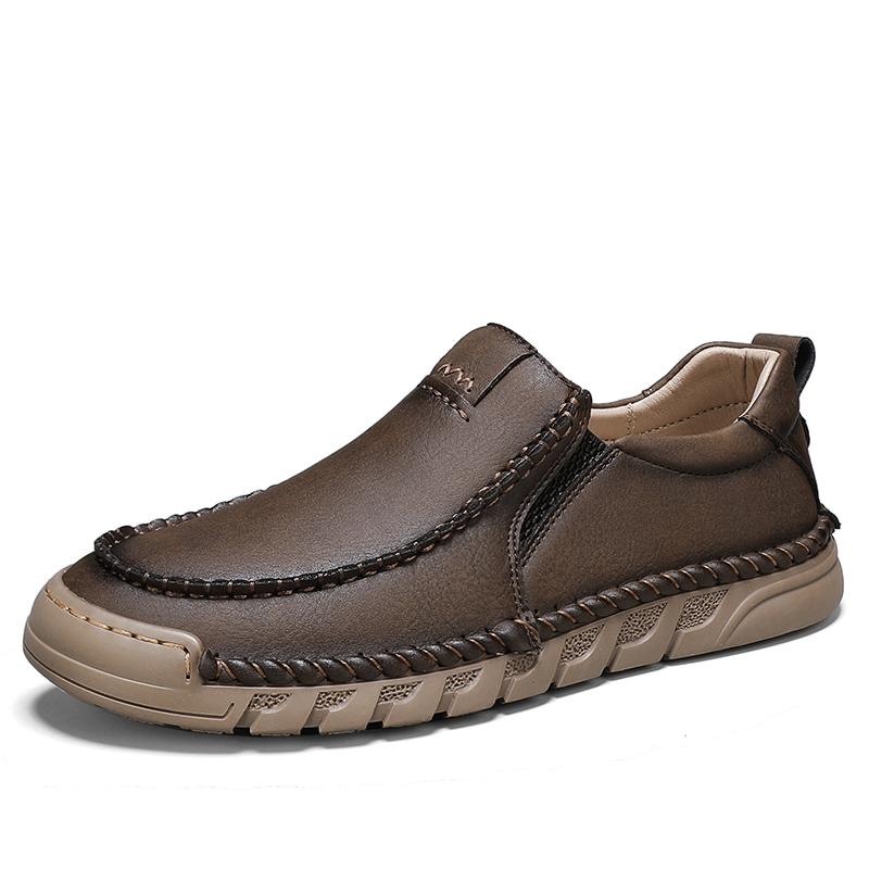 

2025 Trend Mens Casual Shoes Handmade Leather Comfy Loafers Moccasins Luxury Designers Lightweight Breathable Men Outdoor Shoes 44 темно-коричневого