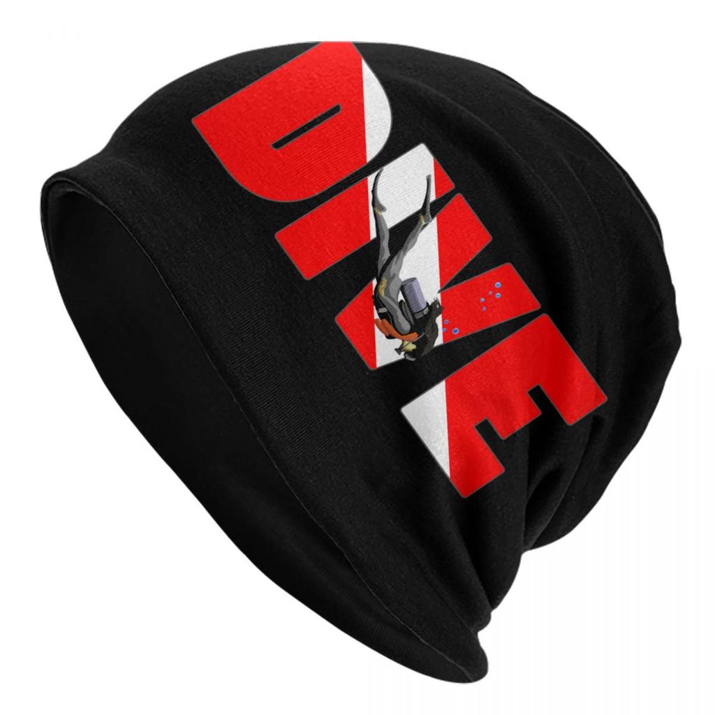 Custom Scuba Diving Skullies Beanies Caps Cool Winter Warm Unisex Women Knit Hat Adult Unisex Dive Diver Quote Bonnet Hats
