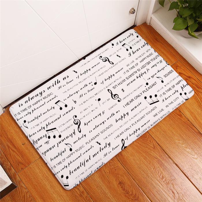 Music Note Doormat Area Rug Piano Keys Home Decoration Kitchen Carpet Entrance Anti-slip Bathroom Mat Black and White Floor Mat