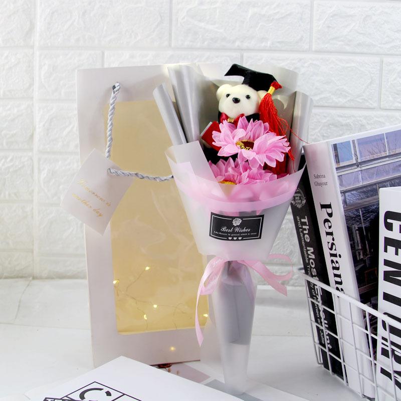 Sunflower Bear Bouquet Bouquet Decoration Rose Cartoon Lovely Bear Birthday Party Graduation Gift Sunflower Soap Flower