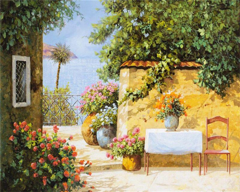 RUOPOTY Barvení podle čísel Městská krajina pro obývací pokoj na plátně Jedinečný dárek akrylový obrázek podle čísel domu