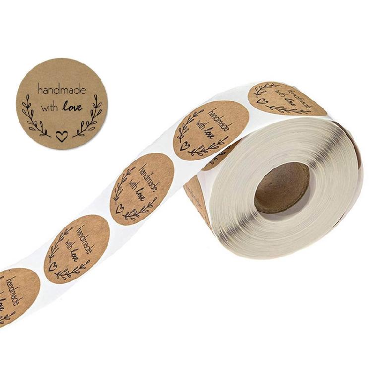 Handmade Sealing Stickers 500pcs/roll Kraft Paper Cookie Biscuit Decoration