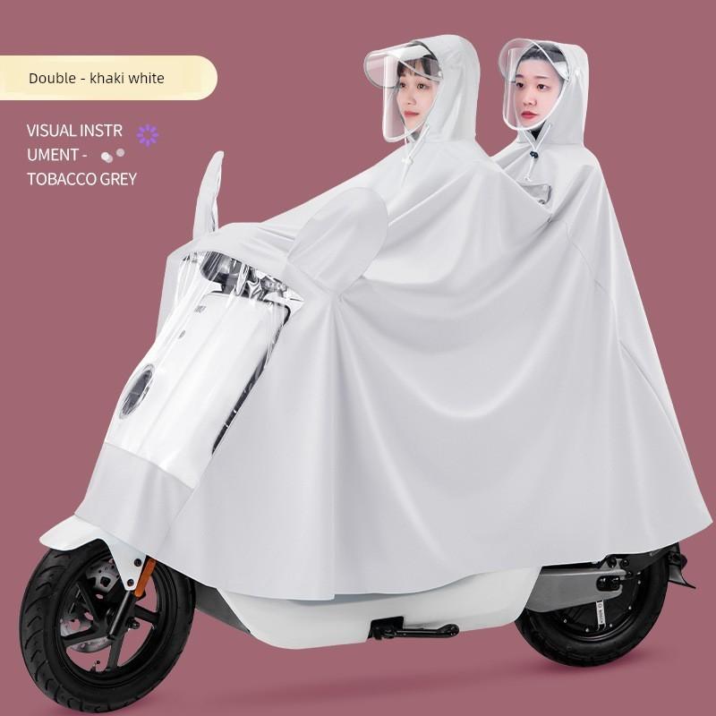 Electric Scooter Raincoat for Adults, Single or Double Rider, Outdoor Riding Motorcycle Rain Poncho with Double Brim, Electric Vehicle Rain Poncho