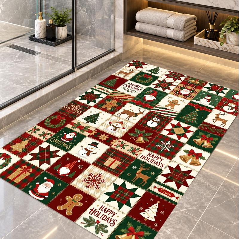 Tappeto da Pavimento a Tema Natalizio, Morbido Tappeto da Zona, Decorazione per la Casa Indoor di Natale per le Feste