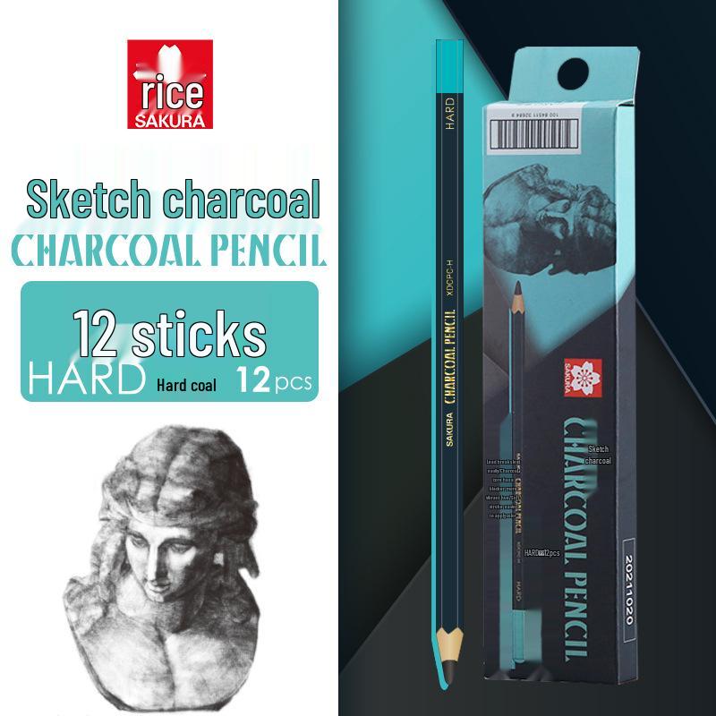 Cherry Blossom Charcoal Pencil Set - Soft, Medium, Hard for Quick Sketching & Professional Art