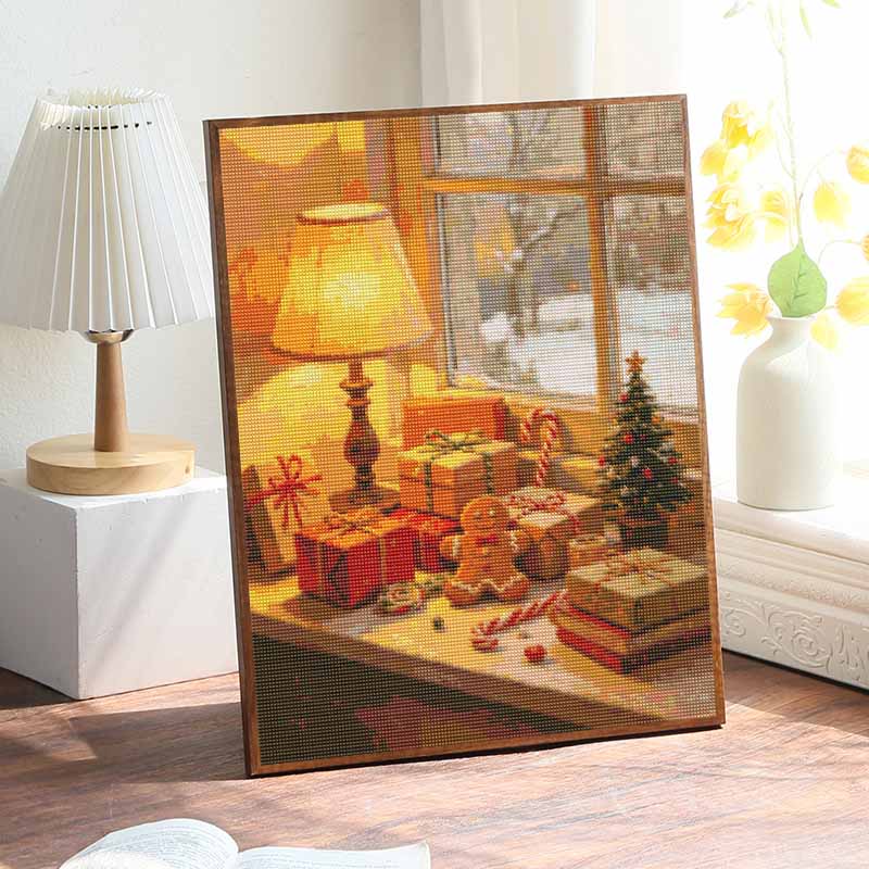 DIY Diamond Painting Kit Christmas Living Room 5D Full Drill Canvas Art Relaxing Stress Relief Craft for Adults and Beginners