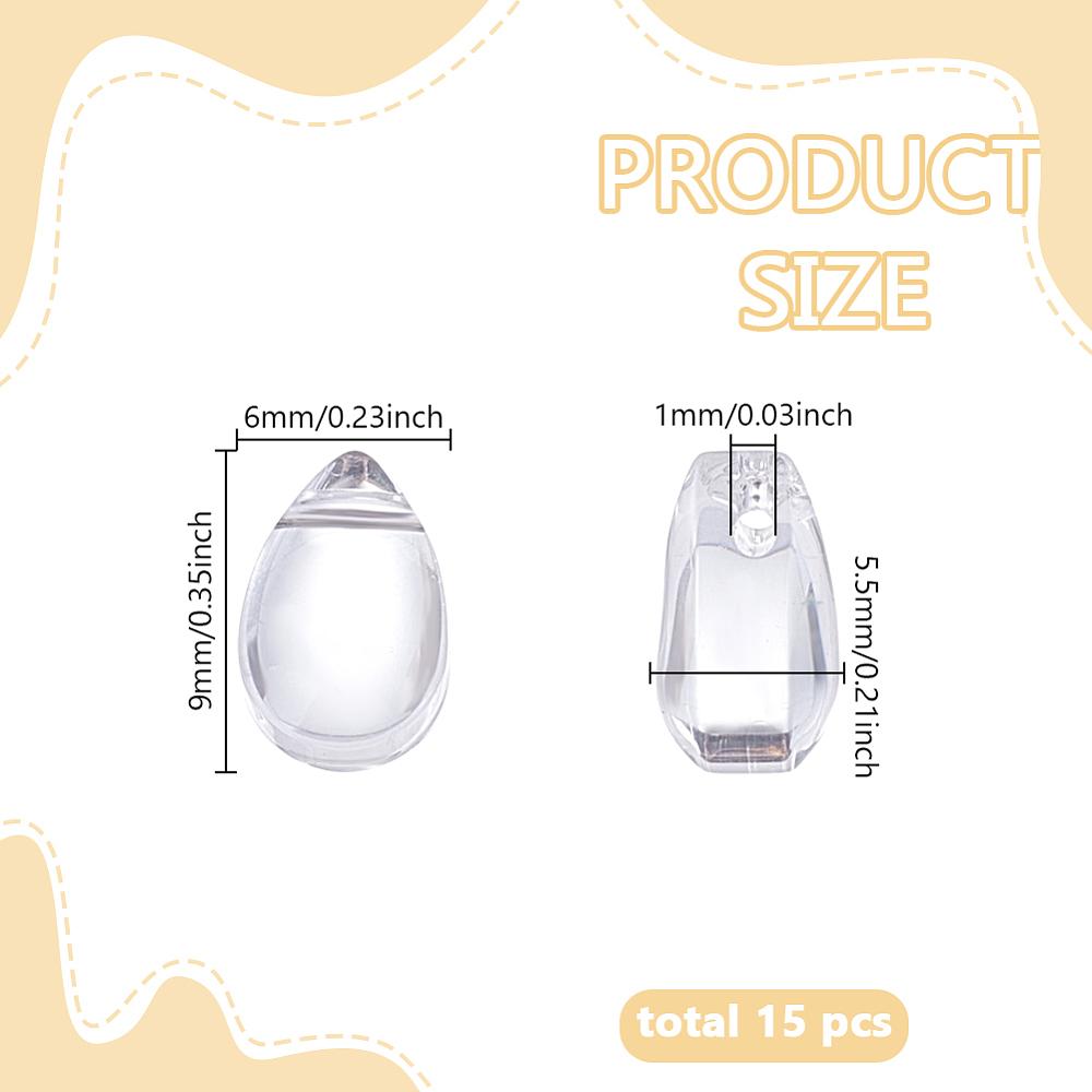1set 150pcs Transparent Lampwork Teardrop Clear 9x6x5.5mm Hole: 1mm