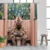 Waterproof Rhino Shower Curtain Jungle Tropical Floral Botanical Bathroom Decor Curtain 180x180cm