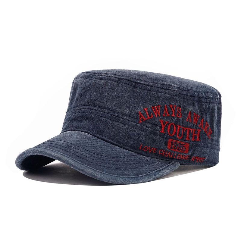 

1pc Flat Top Baseball Hats for Men and Women Soft Top Duck Tongue Hats with Embroidered Alphabet,Fishing Sunshade,Daily Use One Size темно-синього кольору
