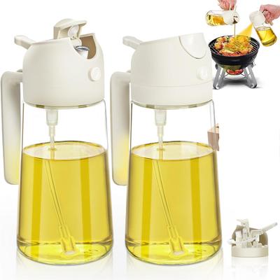 Oil Sprayer for Cooking 2 In 1,470ml Oil Dispenser Bottle Spray and Pour, Food-Grade Glass Oil Spray Bottle Mister Spritzer