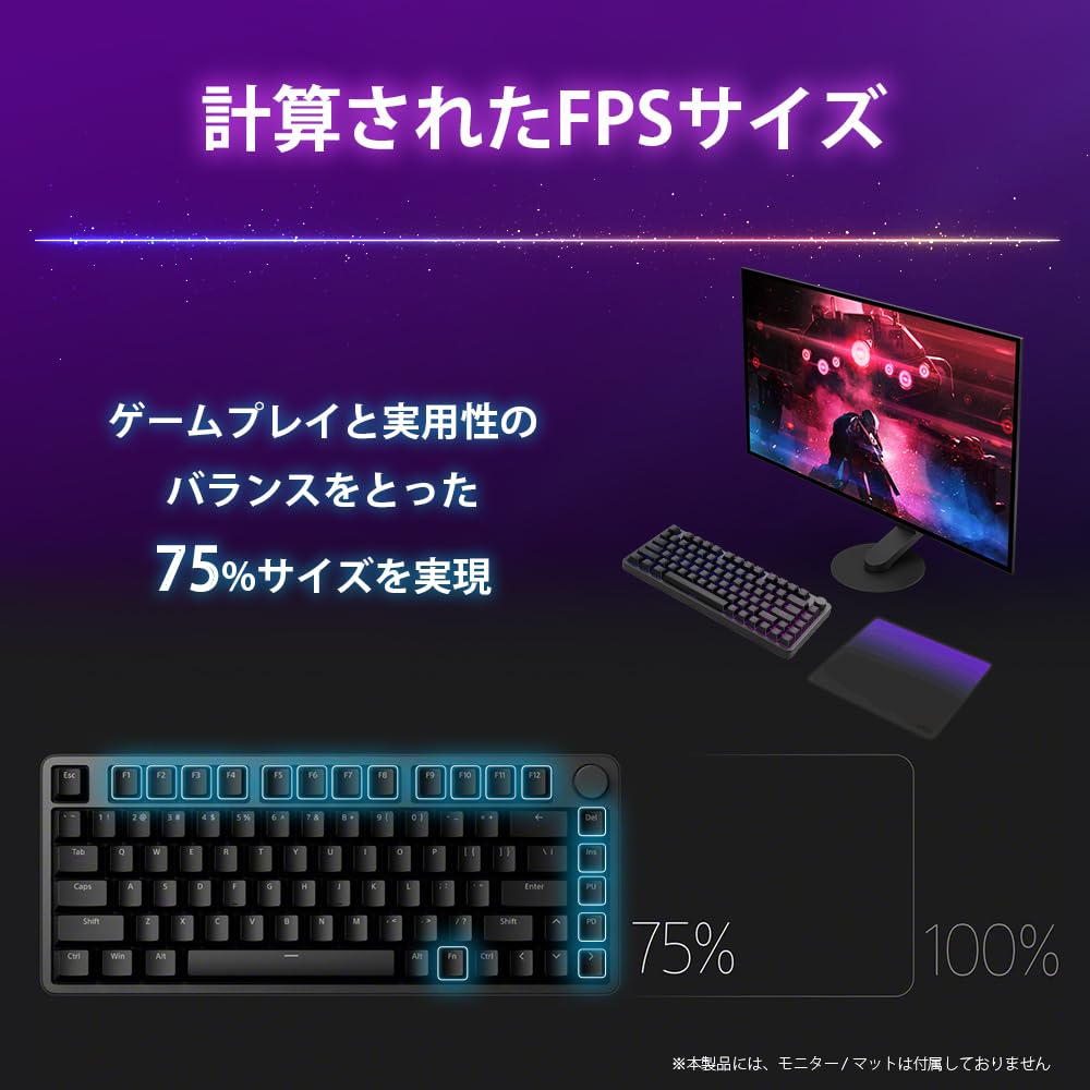 Sony INZONE Gaming with Fnatic Tenkeyless English Layout Aluminum Top Case Volume Control Dial Polling Rate Gasket Mount Rapid Trigger Size KBD-H75