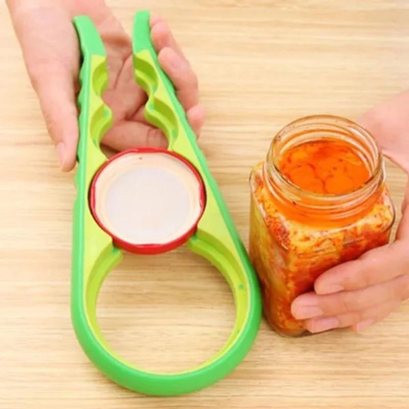 1pcs 4 In 1 Multifunctional Bottle Opener, Household Can Opener, Labor-saving Cap Opener, Cap Screwer, Kitchen Cap Remover
