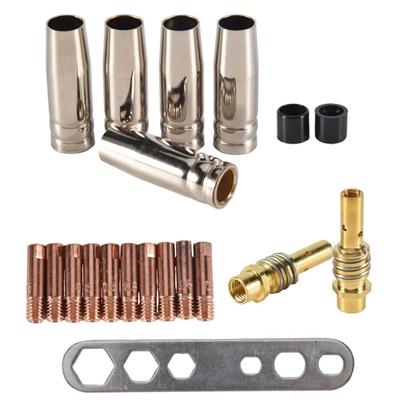 20Pcs Nozzles Contact Tips Holder Set for MIG Welder Consumable Accessory Compatible with For 15AK Welding Machines Up To 180A