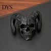 Modern Gothic Atmosphere Pieces 3D Printed Goat Horn Skull Ornament, Ram Horned Devil Trendy Bookshelf Statues Skull, Halloween Dark Desktop