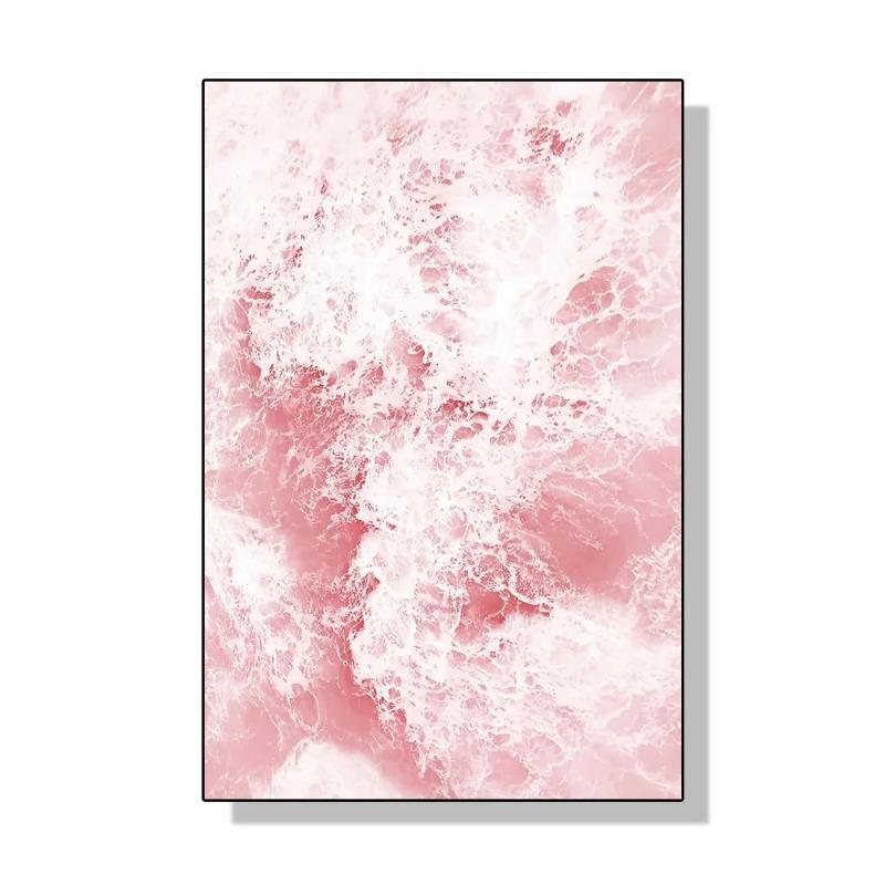Pink Nordic Summer Holiday Travel Beach Surf Ocean Art Poster Canvas Painting Wall Art for Living Room Bedroom Home Decoration