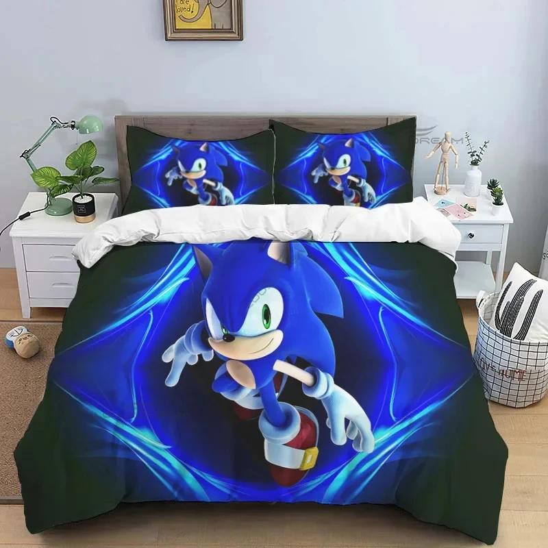 

3D Cartoon Game Hedgehog Comforter Bedding SetDuvet Cover Bed Set Quilt Cover PillowcaseKing Queen Size Bedding Set EU Single(135*200cm)3pcs