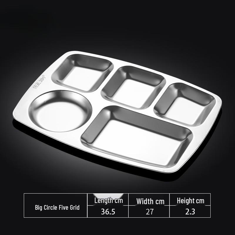 Lan Tuan 316 Stainless Steel 5-Compartment Meal Plate Set