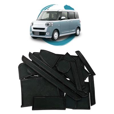 Ruiya Custom Rubber Door Pocket Mat Set for the 2022 Daihatsu Move Canvas Interior Rubber and 17-Piece (LA850S/LA860S) - Non-Slip Mats,
