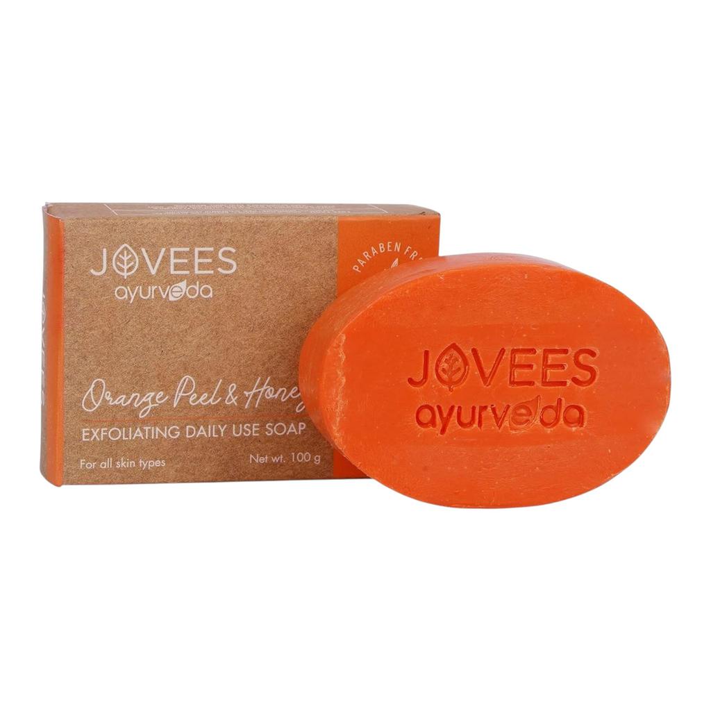 Jovees Herbal Orange Peel & Honey Exfoliating Soap 100G Pack of 2 for Smooth Soft Glowing Skin Daily Use