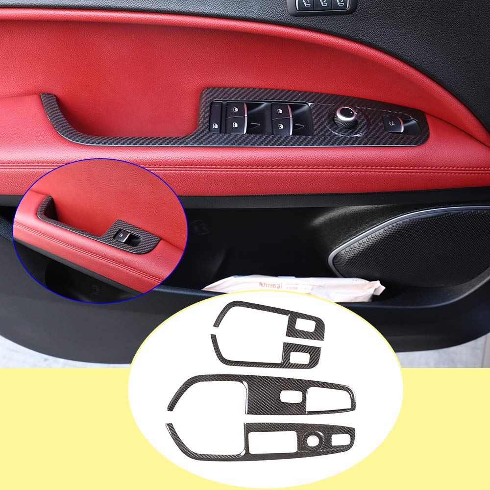 For Alfa Romeo Stelvio 2017 2018- ABS Car Interior Door Handle Window Glass Lifting Switch Buttons Frame Trim Cover Stickers