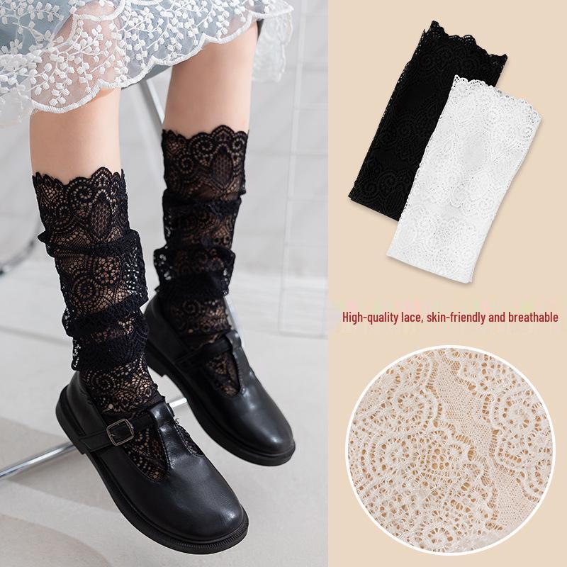 2024 Spring/Summer Korean Lace Ruffled Anti-Mosquito Mid-Calf Socks for Girls