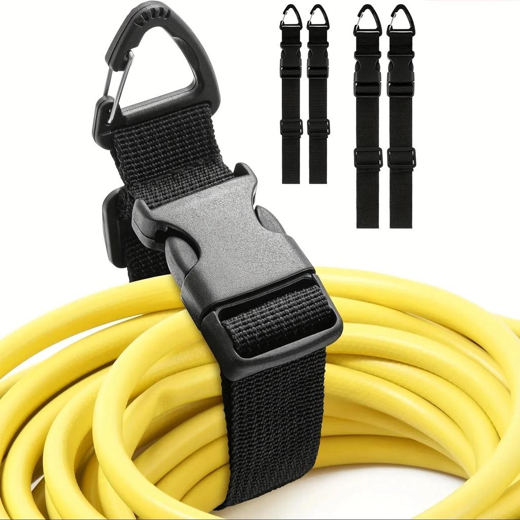 2,5*45cm Schwarzer Verstellbarer Verlängerungskabel-Organizer Strapazierfähiges 3-Achsen-Schnallen-Aufbewahrungsband für Werkstatt Garage Kabelmanagement