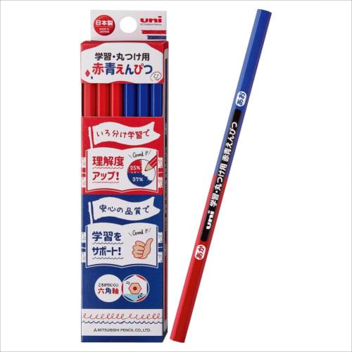 Mitsubishi Pencil Colored Pencils Uni for Learning and Circles Red and Blue Pencils for Elementary School Students Hexagonal 1 Dozen KGMYAKAO