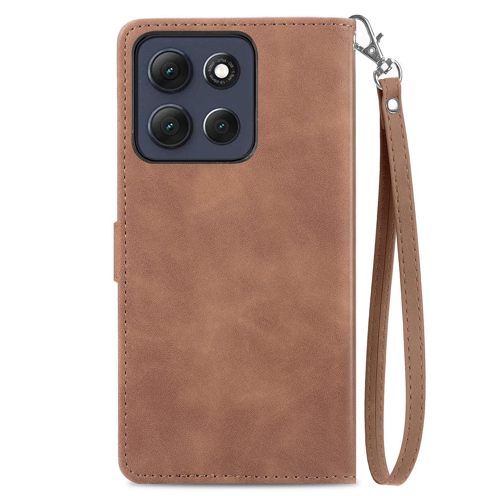 Wallet Case for Edge 70 Fusion+ 5G - Leather/PU, Brown, With Lanyard