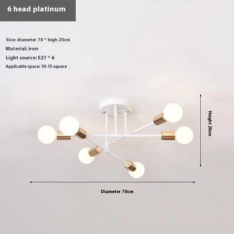Vintage Ceiling Lamp Pendant Lamp Multiple E27 Lamp Base 6 Heads Black/White/Gold For Living Room Modern Simplicity LED Ceiling