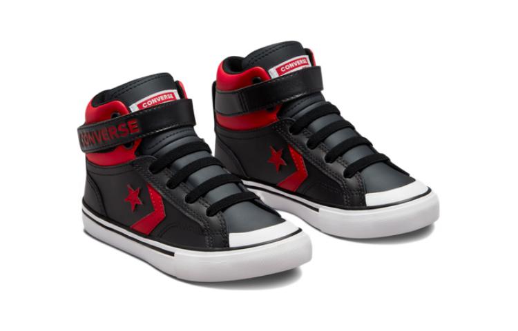 Converse Pro Blaze Starp Hook and loop High top Skateboard Shoes Black Red Children Aged 3 7 Years Old A01560C