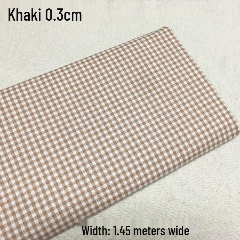 Khaki Plaid Fabric for DIY: Small Square Shirt, Tablecloth, Curtain