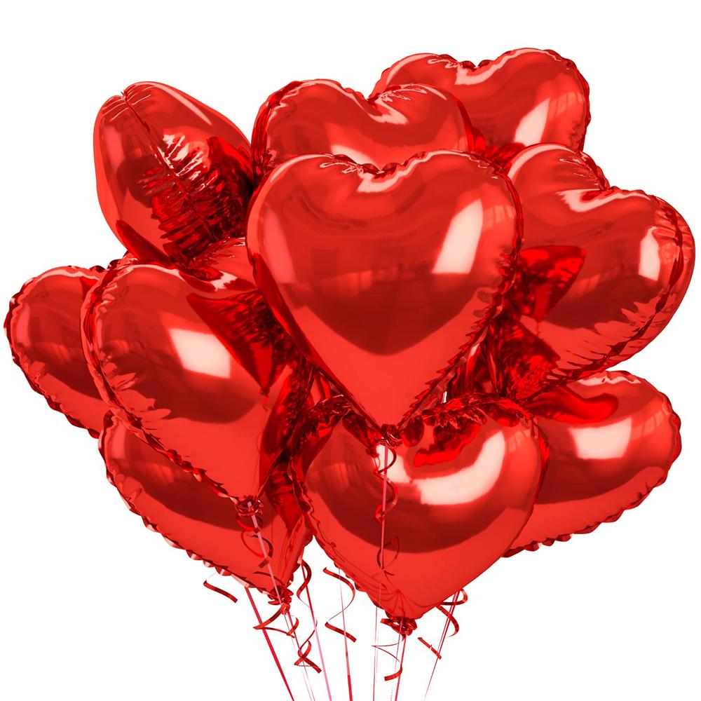 

12Pcs Heart Shape Foil Balloons Red Cream Beige Love Heart Foil Balloons for Valentines Day Wedding Brithday Party Decor 18inch