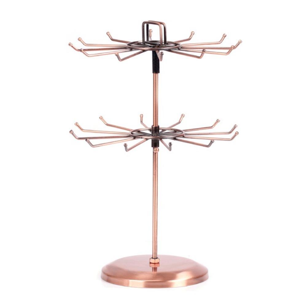 Rotatable Jewelry Organizer Stand Iron Material Two Tier Jewelry Rack  For Rings