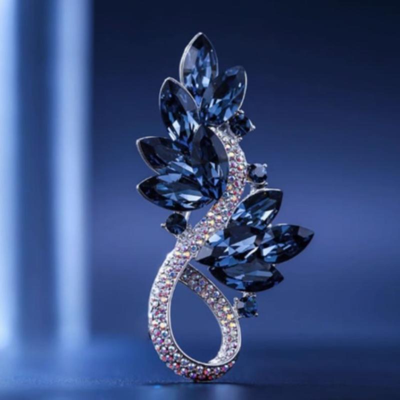 Fashion Luxury Rhinestone Personalized Crystal Brooches Women Clothing Coat Accessries Gifts