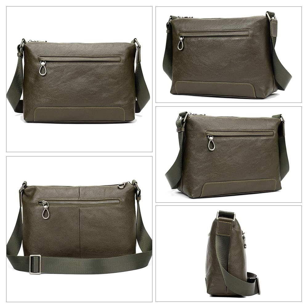 Whatna Antique-Style Tanned Natural Cowhide Leather Shoulder Bag for Men, Messenger Bag, Fits Large A4 Size Documents, Horizontal Style, Genuine