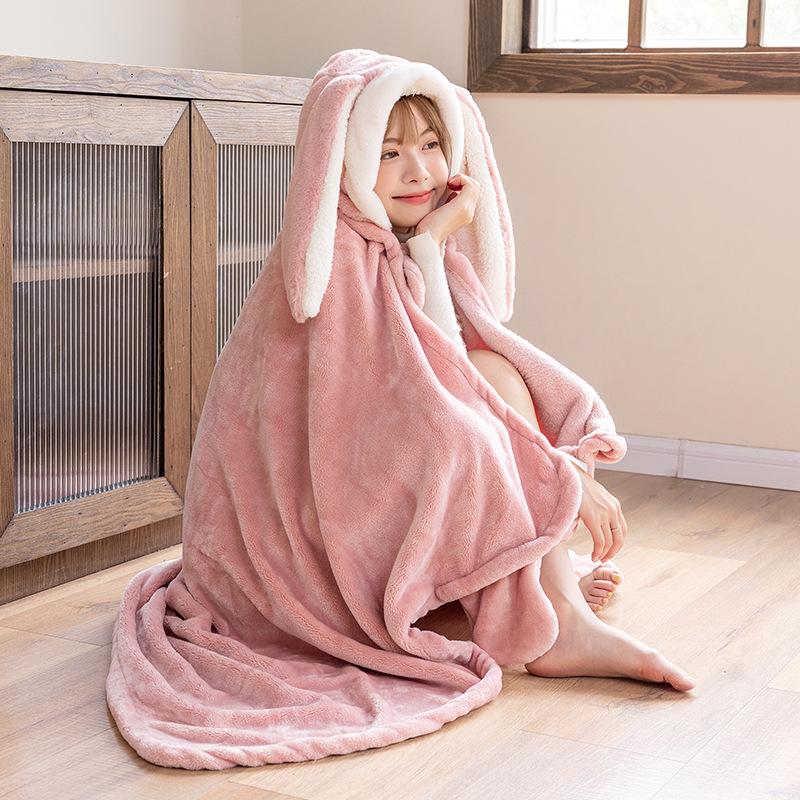 Cozy Rabbit Ear Shawl Cloak: Cute, Warm, and Thick for Autumn & Winter