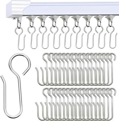 Urbanred Iron Curtain Track Hooks, S-Shape, Set of 60, Heavy-Duty Metal Ceiling Curtain Track Hooks for Track Systems, Rust-Resistant Curtain Hooks