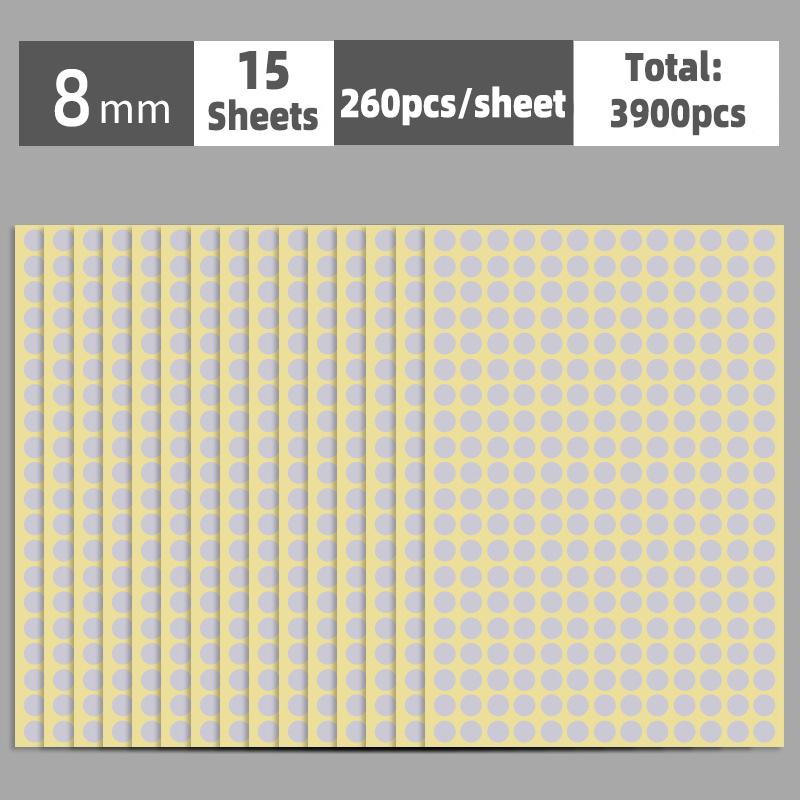 6mm-100mm Self Adhesive Dot Label Stickers 15 Sheets Multi Color and Size Round Stickers for Food Containers/Scrapbook/Packaging