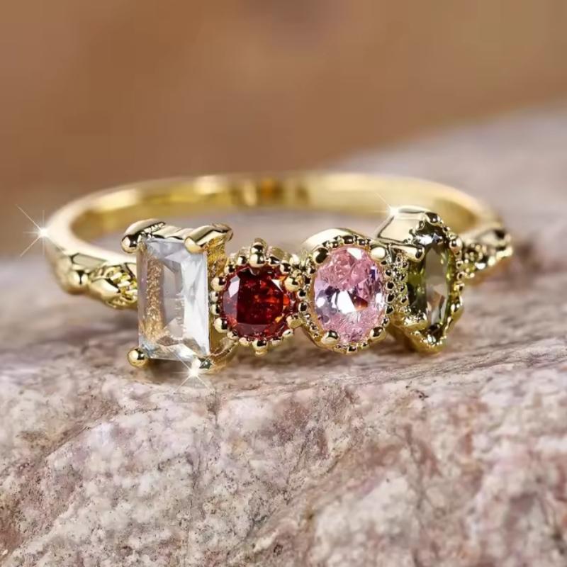 

4 Colors Cubic Zirconia Rings for Women New Trendy Luxury Wedding Band Accessories Party Gorgeous Female Rings Zircon 6