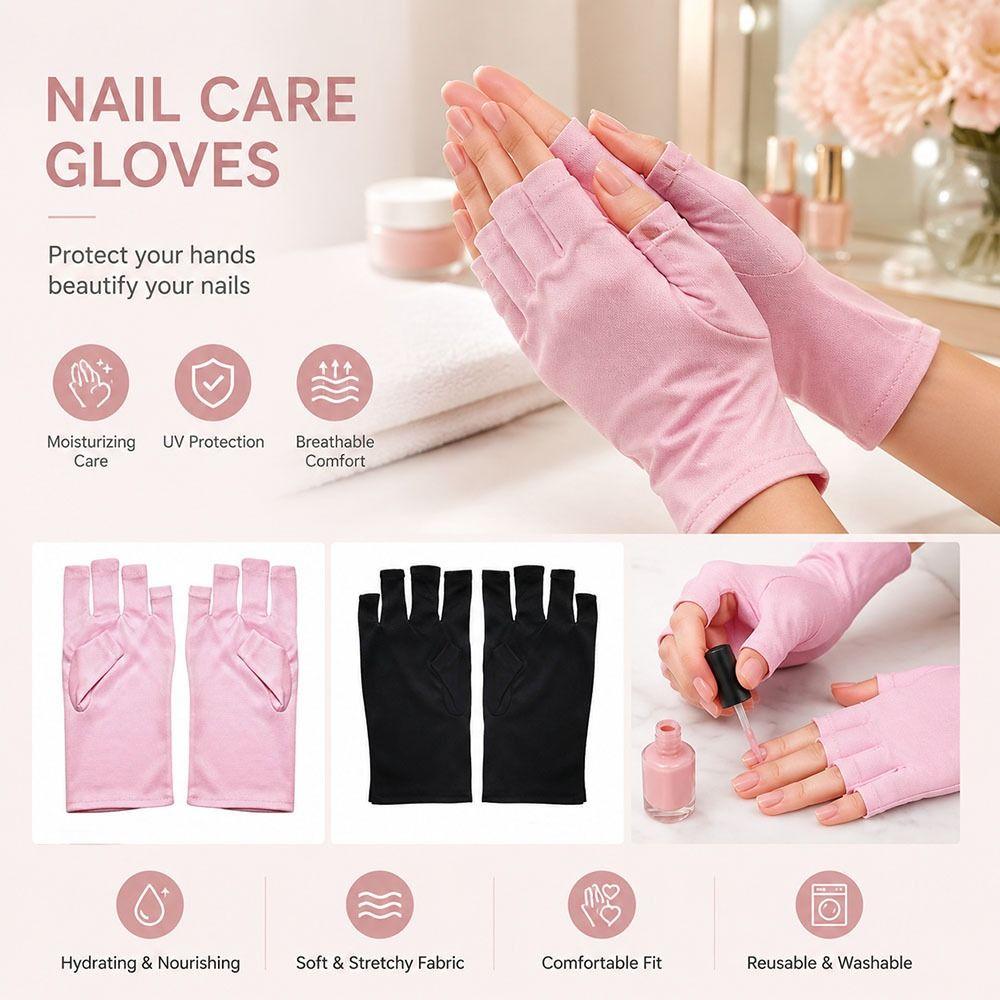 1Pair Hand Protector Anti UV Radiation Gloves Nail Lamp Protection Gloves  for Nail UV LED Lamp