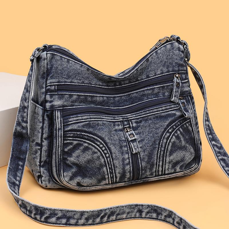 Vintage Denim Bag Multi-layer Crossbody Bag Women's Shoulder Bag