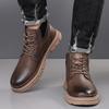 Fashion Leather Shoes Men's Soft-soled Casual Cotton Shoes Plus Velvet Non-slip British Style Leather Boots 2025 New Winter Men's Shoes
