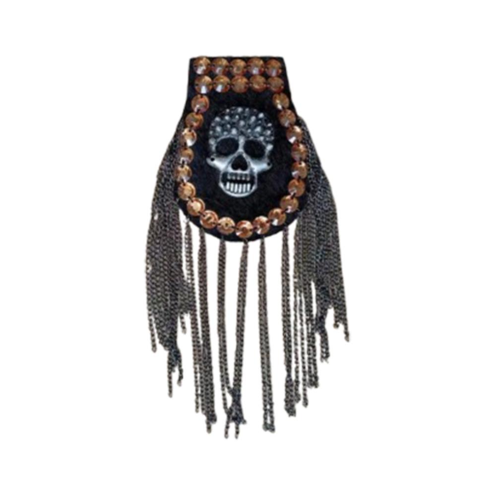 Cool Tassel Chain Epaulette Skull Jacket Vintage Brooch  Western-style clothes
